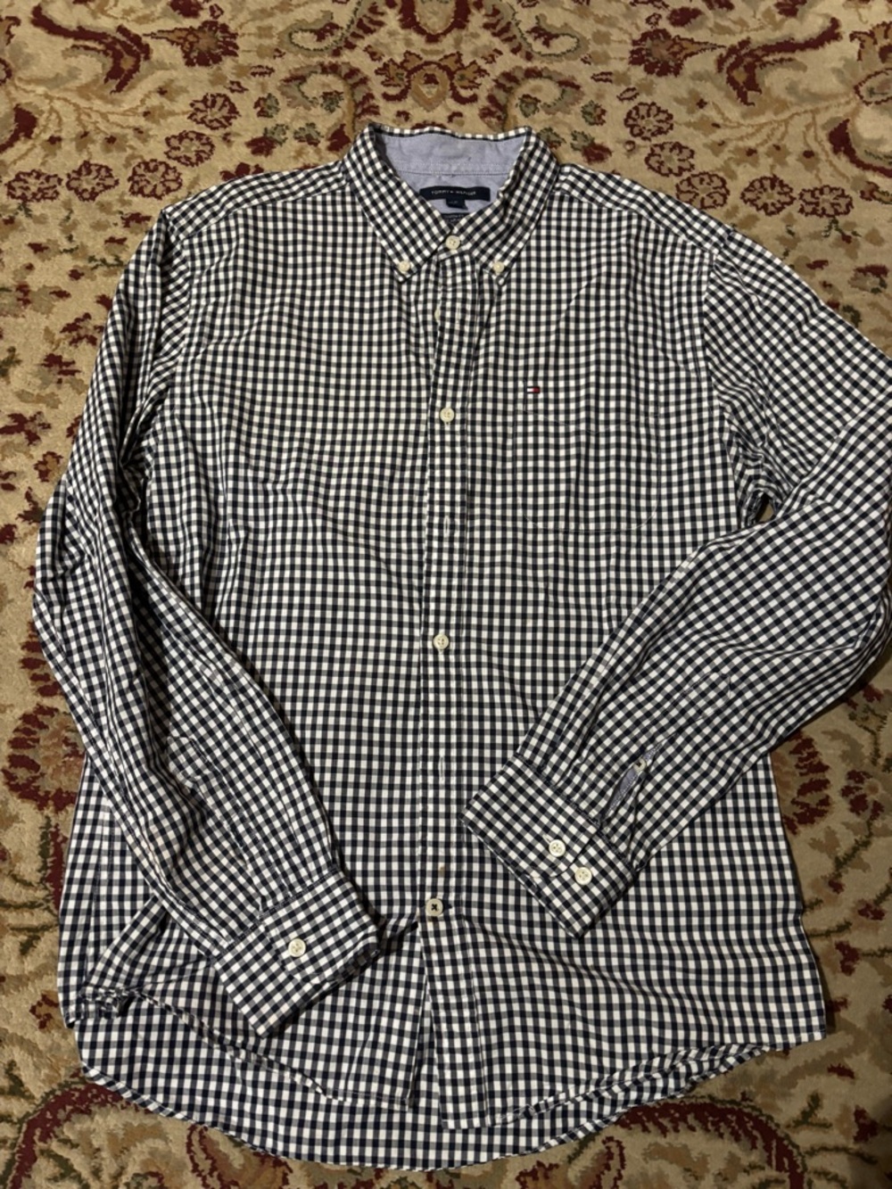 Tommy Hilfiger Navy & White Gingham Button-Down Shirt